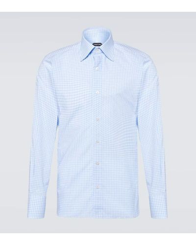 Tom Ford Camisa de popelin de algodon - Azul