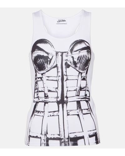 Jean Paul Gaultier Cage Trompe L'oil Printed Tank Top - White