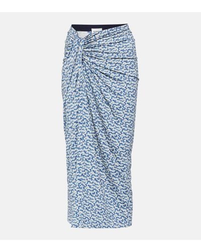 Isabel Marant Jeldia Printed Jersey Midi Skirt - Blue