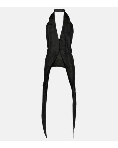 Rick Owens Top in cotone con scollo all'americana - Nero