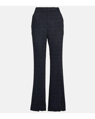 Vince Pinstripe Flannel Straight Pants - Blue