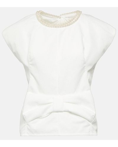 Junya Watanabe Top con detalle de lazo y cuentas - Blanco