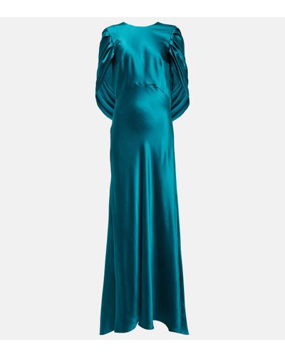 ROKSANDA Robe longue Oriana en satin de soie - Bleu