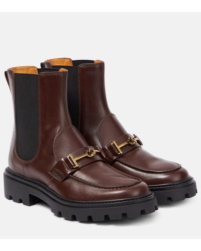 Tod's Chelsea Boots T-Ring aus Leder - Braun