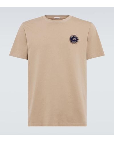Moncler Besticktes T-Shirt aus Baumwoll-Jersey - Natur