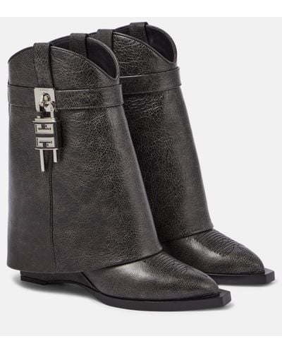 Givenchy Shark Lock Leather Ankle Boots - Black
