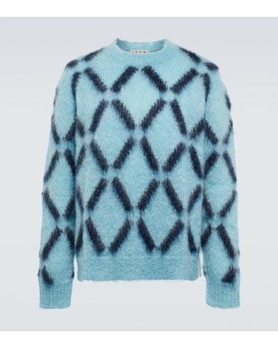 Marni Intarsia Mohair-blend Sweater - Blue