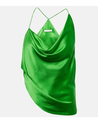 The Sei Ruched Silk Top - Green