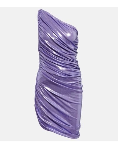 Norma Kamali Diana One-shoulder Lame Minidress - Purple