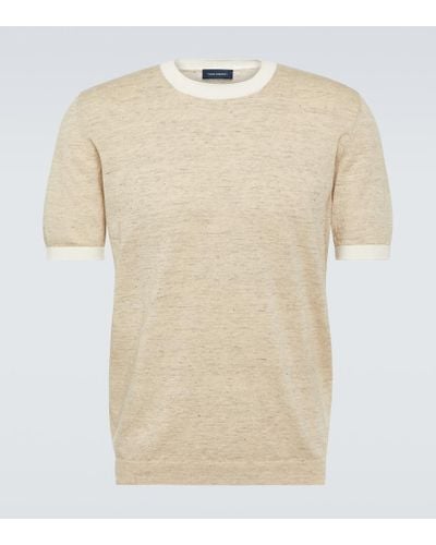 Thom Sweeney T-Shirt aus Leinen und Baumwolle - Natur