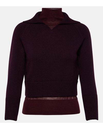 Victoria Beckham Layered Wool Sweater - Purple