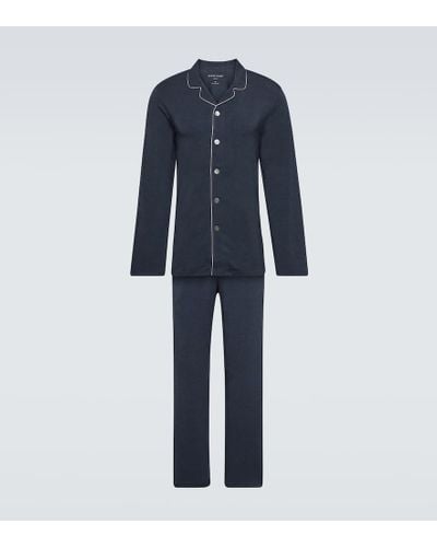 Derek Rose Pyjama Marlowe - Blau