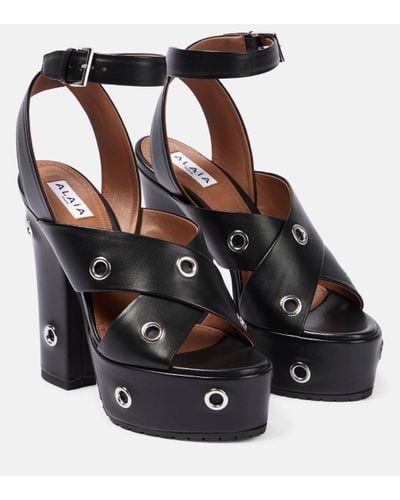 Alaïa Eyelet-embellished Leather Sandals - Black