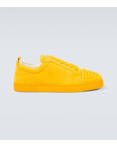 Christian Louboutin Louis Junior Spikes Suede Trainers - Yellow
