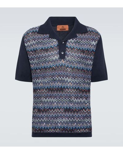 Missoni Zig Zag Cotton-blend Polo Shirt - Blue