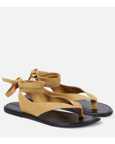 The Row Beach Leather Thong Sandals - Brown