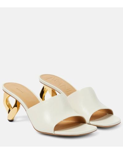 JW Anderson Chain Heel Leather Mules - Natural