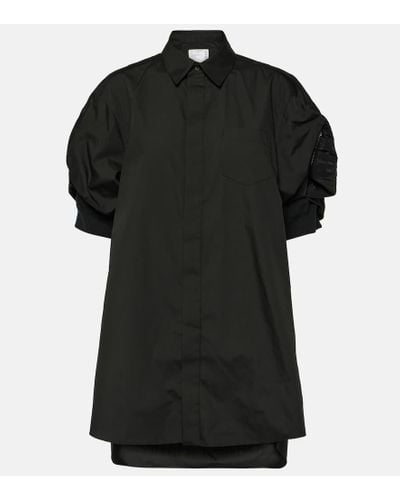 Sacai Cotton-blend Poplin Shirt Dress - Black