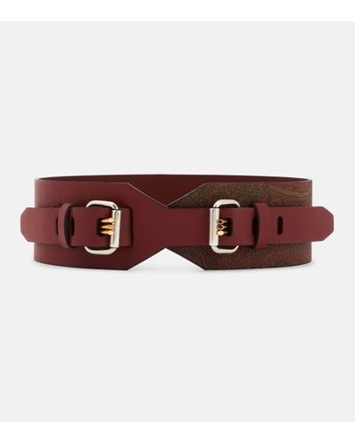 Etro Paisley Leather Belt - Brown