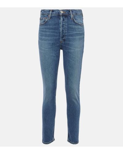 Agolde High-Rise Skinny Jeans Nico - Blau