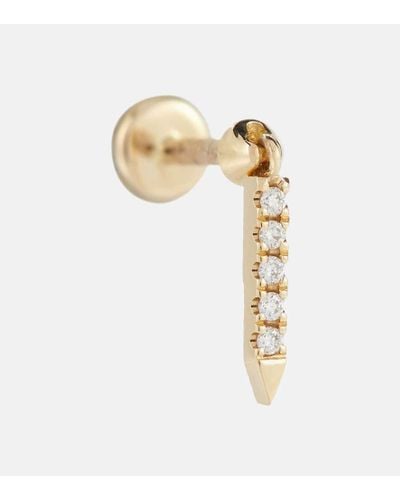 Maria Tash Eternity Bar Threaded 18kt Yellow Gold Single Earring With Diamonds - White
