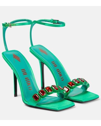 The Attico Sienna Embellished Satin Sandals - Green