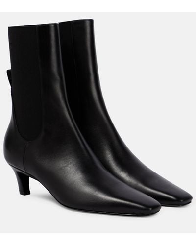 Totême Leather Ankle Boots - Black