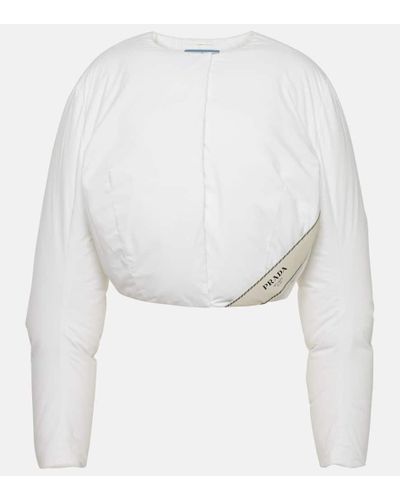 Prada Giacca cropped in cotone con imbottitura - Bianco