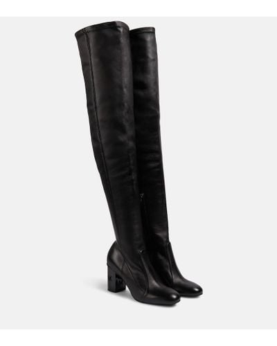 Max Mara Damier Leather Over-the-knee Boots - Black