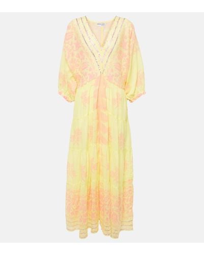 Juliet Dunn Printed Cotton Maxi Dress - Yellow