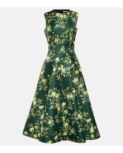 Emilia Wickstead Maram Pleated Wool Midi Dress - Green