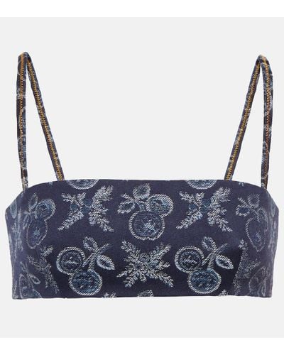 Etro Top cropped con stampa paisley - Blu