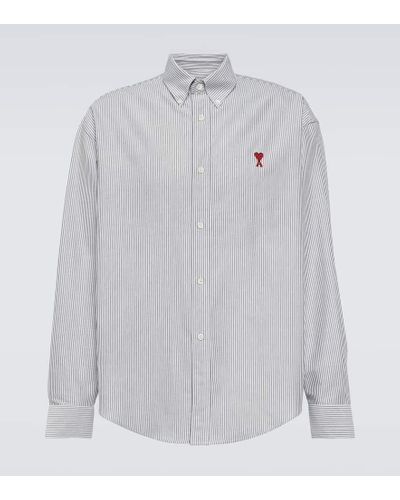 Ami Paris Camicia Ami de Coeur in cotone a righe - Grigio