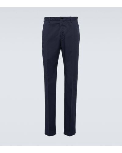 Incotex Cotton-blend Straight Trousers - Blue