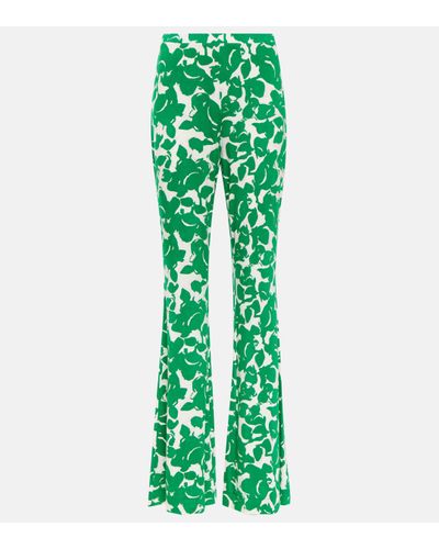 Diane von Furstenberg Pantalon evase Brooklyn a fleurs - Vert