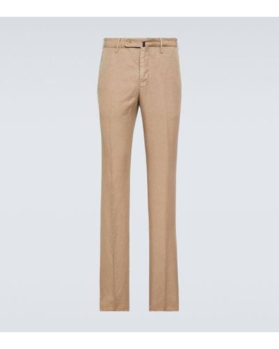 Incotex Linen And Cotton Slim Trousers - Natural