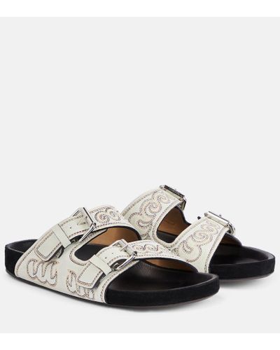 Isabel Marant Lennyo Embellished Suede Sandals - White