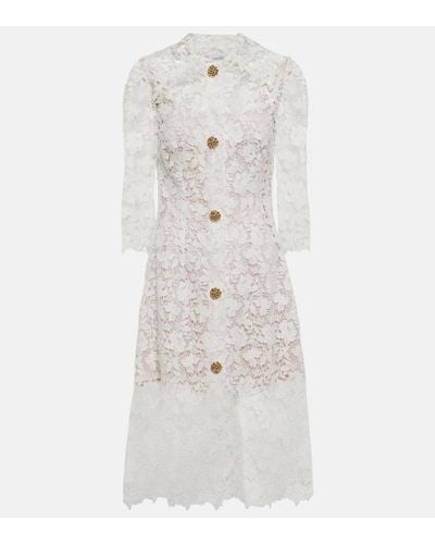 Oscar de la Renta Embellished Lace Midi Dress - White