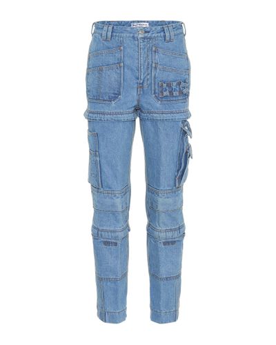 Balenciaga Jeans de tiro alto con cierres - Azul