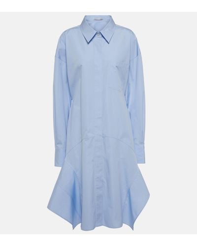 Stella McCartney Robe chemise en coton - Bleu