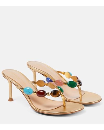 Gianvito Rossi Shanti Embellished Leather Thong Sandals - Multicolour