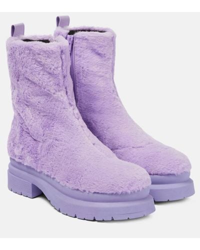 JW Anderson Faux Fur Ankle Boots - Purple