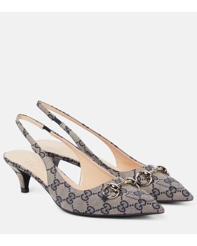 Gucci Damenpumps Mit Fersenriemchen Und Horsebit - Mettallic