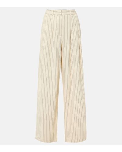 Frankie Shop Ripley Pinstripe Twill Wide-leg Trousers - Natural