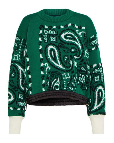 Sacai Intarsia Cotton Sweater - Green