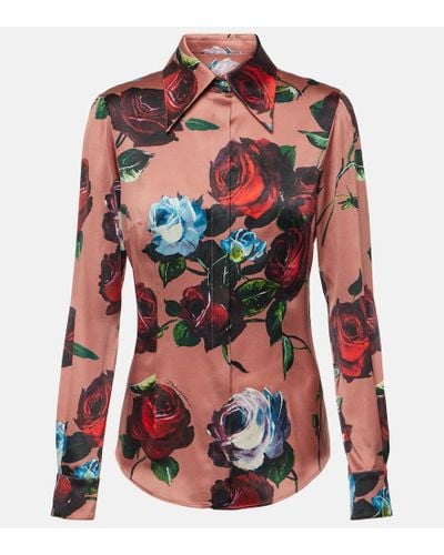 Dolce & Gabbana Bedruckte Bluse aus einem Seidengemisch - Rot