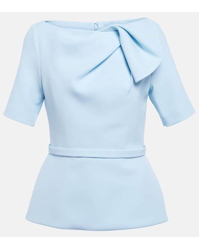 Safiyaa Mattea Peplum Crepe Blouse - Blue