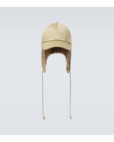 Burberry Cappello in cotone con shearling sintetico - Bianco
