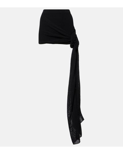 AYA MUSE Draped Cotton-blend Miniskirt - Black