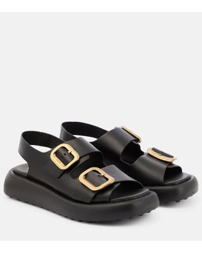 Tod's Buckle Sandals Shoes - Black